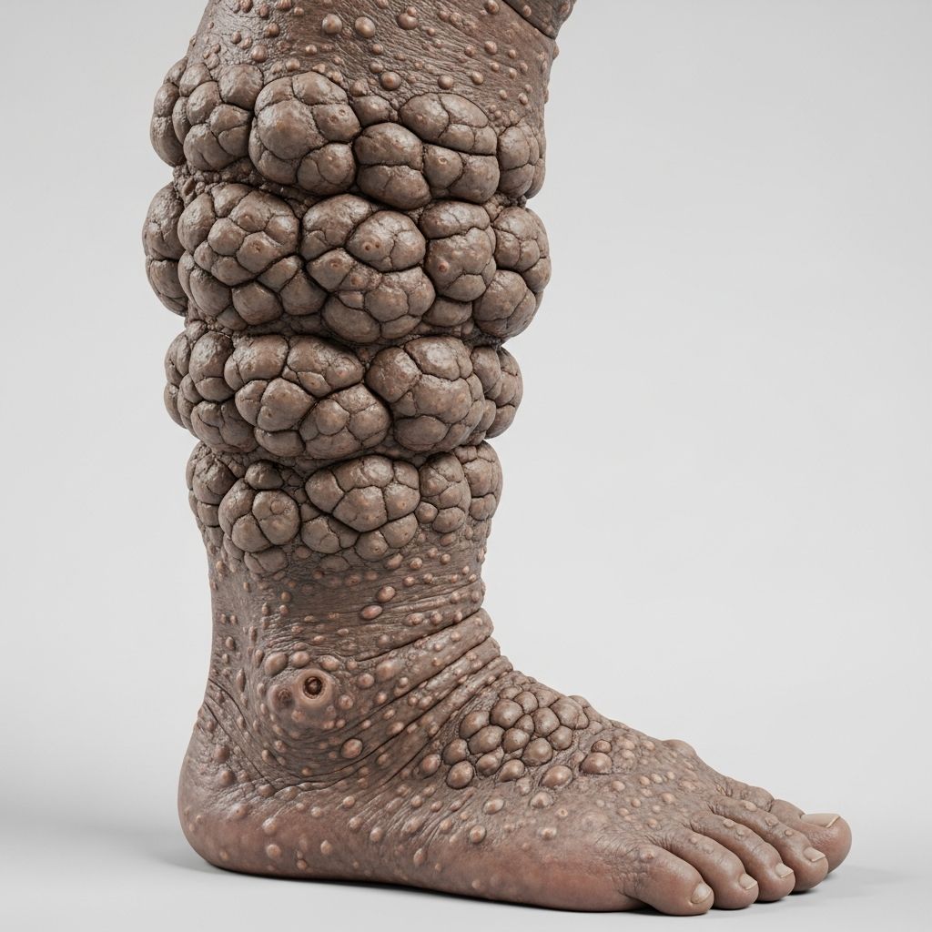 Understanding the rare, severe chronic lymphoedema causing skin thickening, fibrosis, and deformity in limbs.