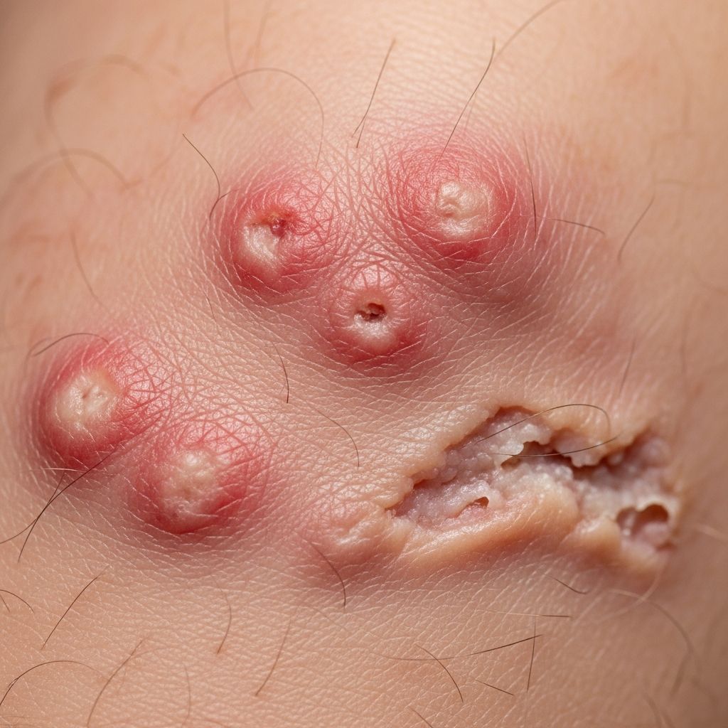Rare dystrophic EB variant marked by intense pruritus, nodular lesions, and scarring primarily on extremities.