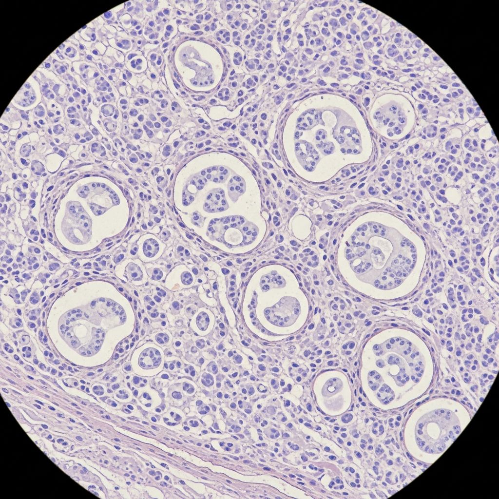 Detailed histopathological analysis of extramammary Paget disease, covering clinical variants, microscopic features, and diagnostic challenges.
