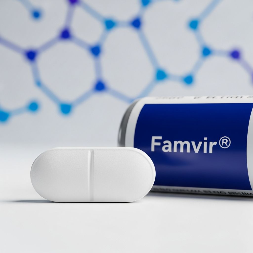 Comprehensive guide to Famciclovir (Famvir®) for treating shingles, genital herpes, and cold sores in adults.