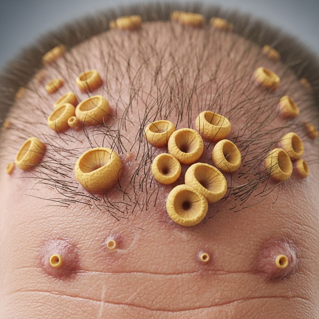 Favus is a chronic form of tinea capitis caused by Trichophyton schoenleinii, featuring scutula and potential scarring alopecia.