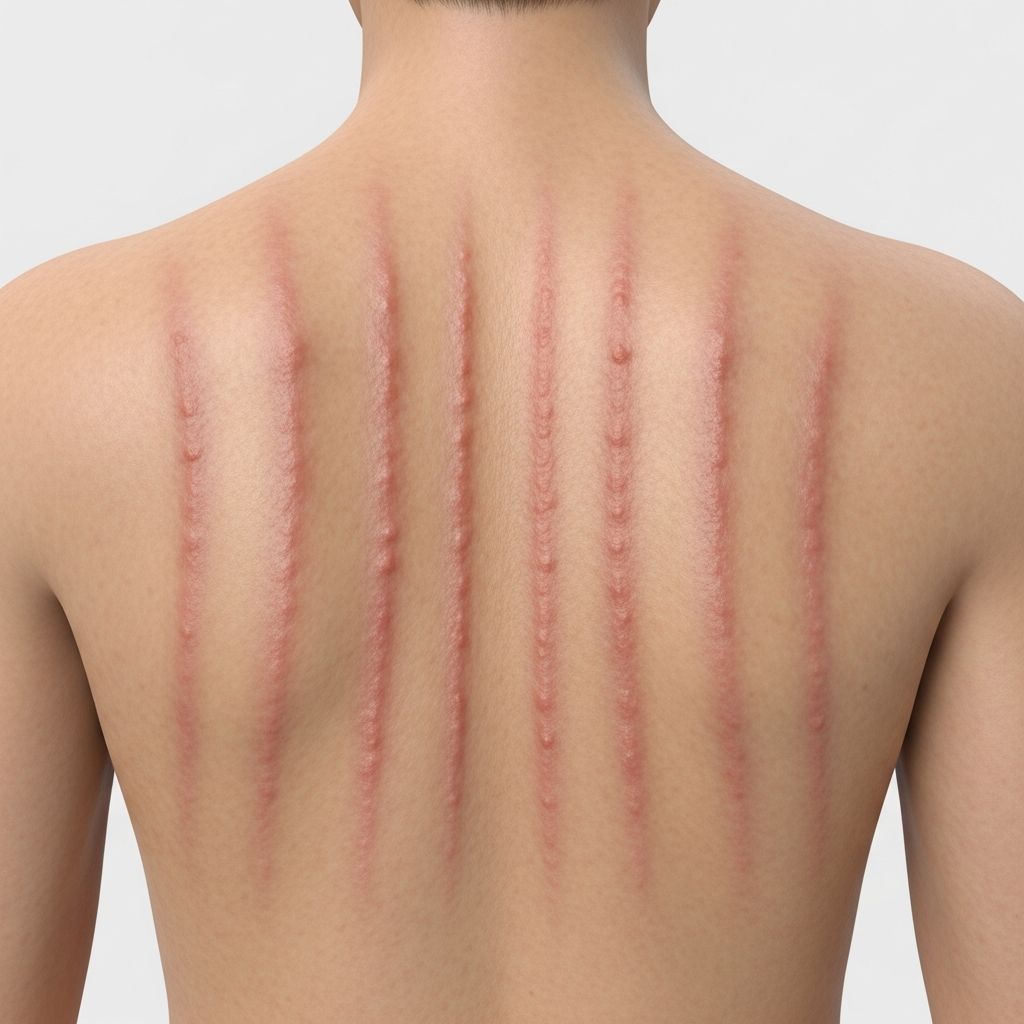 Understanding flagellate erythema: causes, clinical features, diagnosis, and management of this distinctive linear dermatosis.
