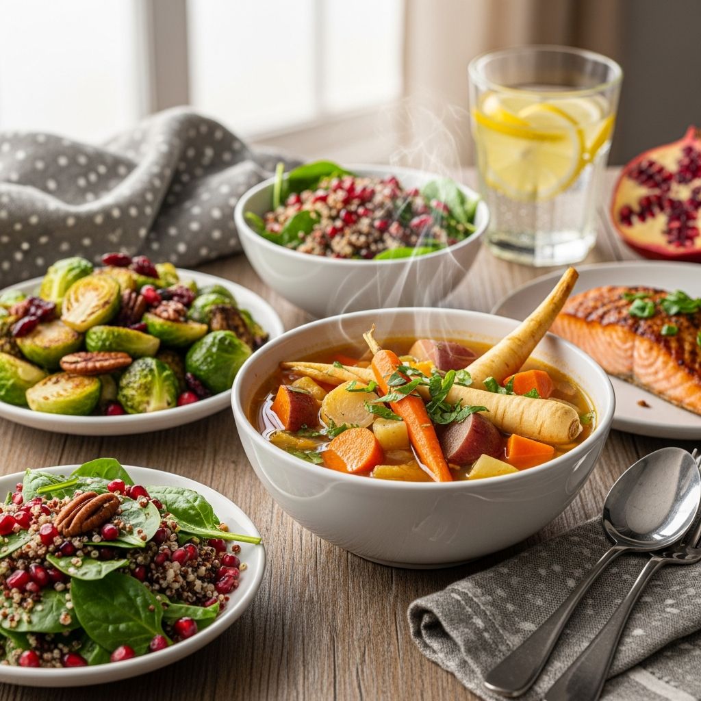 Discover a delicious winter meal plan packed with fiber, protein, and antioxidants to reduce bloating, boost metabolism, and achieve a flat belly.