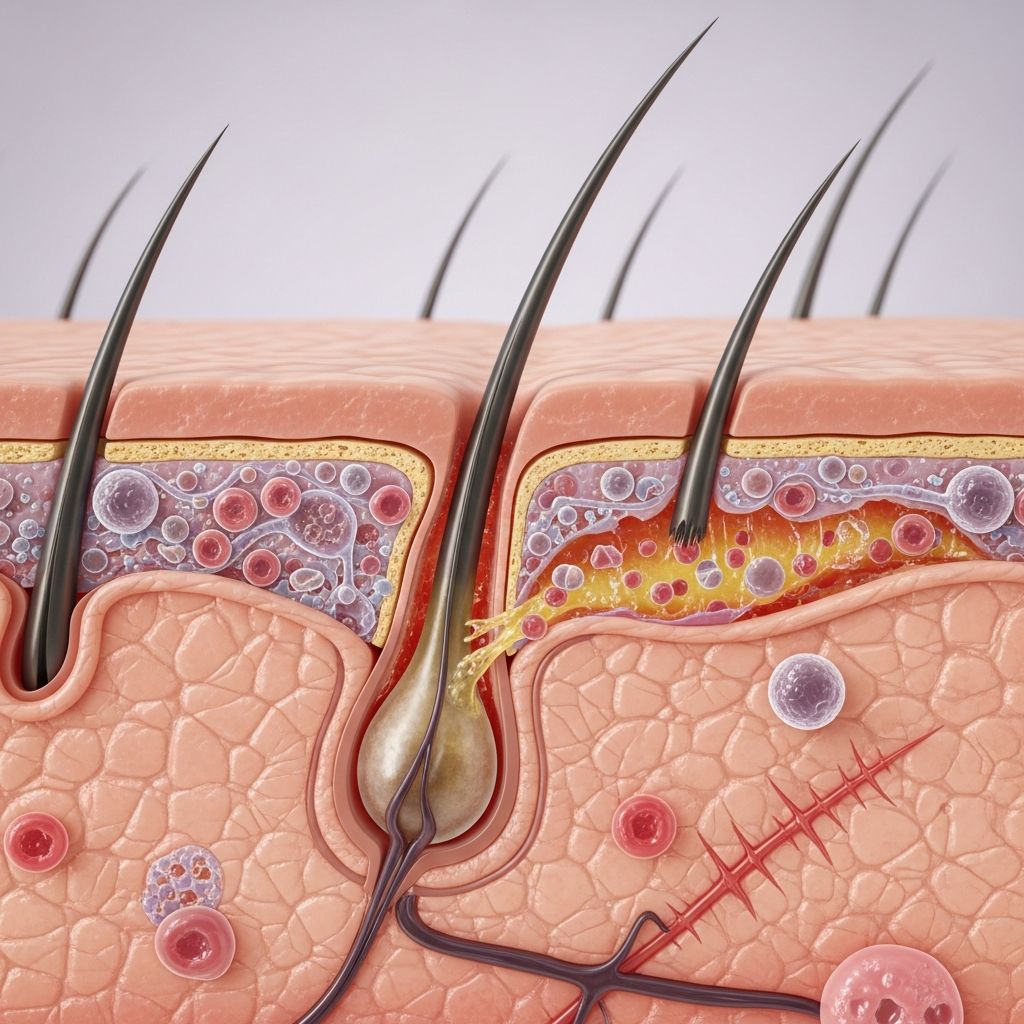 Understanding the spectrum of inflammatory skin disorders caused by hair follicle blockage and rupture.