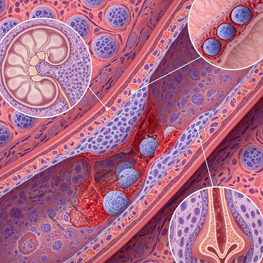Rare autoimmune vasculitis causing granulomas and inflammation in respiratory tract, kidneys, and skin.