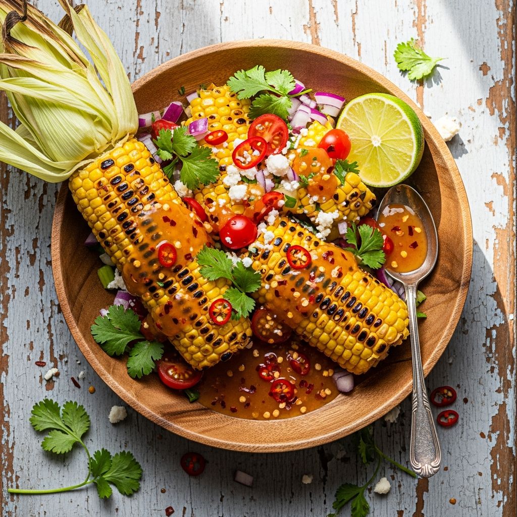 A diabetic-friendly grilled corn salad celebrating summer flavors with zesty lime and heat.