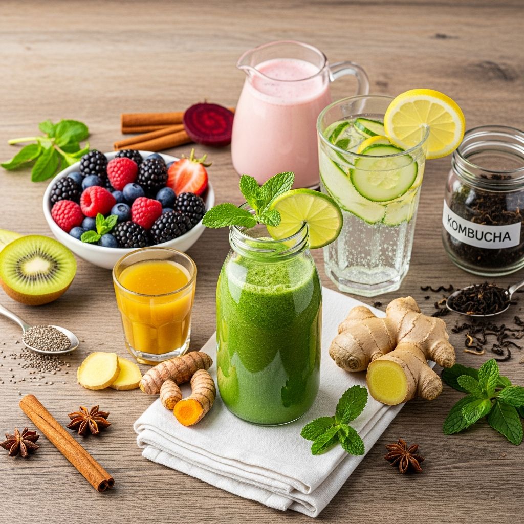 15 refreshing drinks packed with probiotics, prebiotics and fiber to support your gut health and digestion every day.