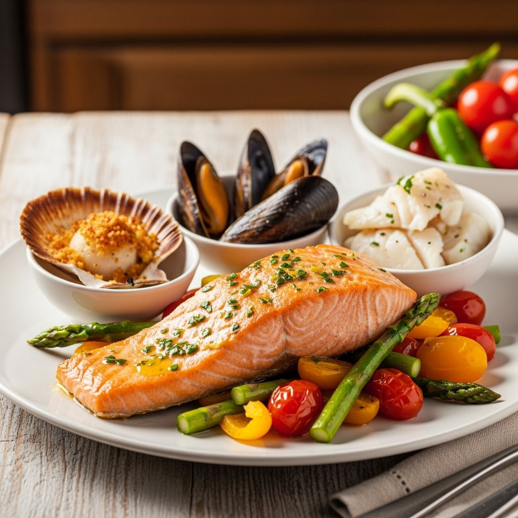 Delicious fish and seafood dinner recipes that support heart health with omega-3s, low sodium, and nutrient-rich ingredients.