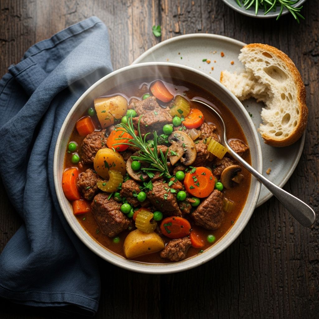 A comforting, nutrient-packed beef stew loaded with tender meat, colorful veggies, and rich flavors for cozy meals.