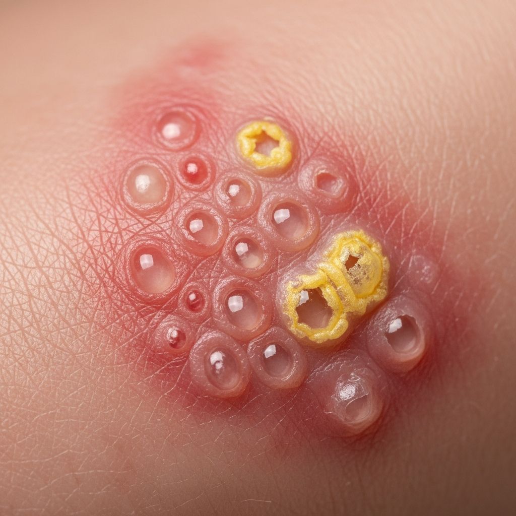 Comprehensive visual guide to herpes zoster (shingles) rashes, stages, complications, and clinical presentations across body regions.