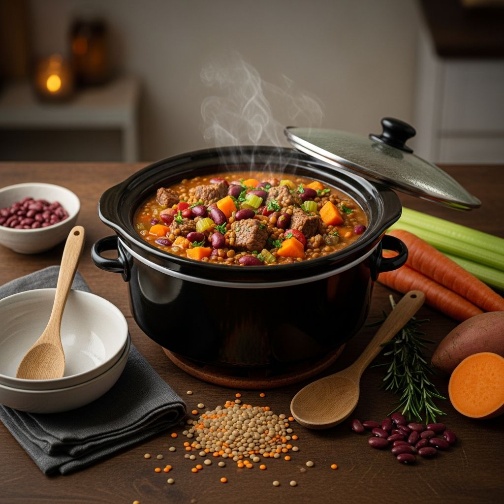 Nourishing winter slow cooker meals combining fiber and protein for healthy eating.