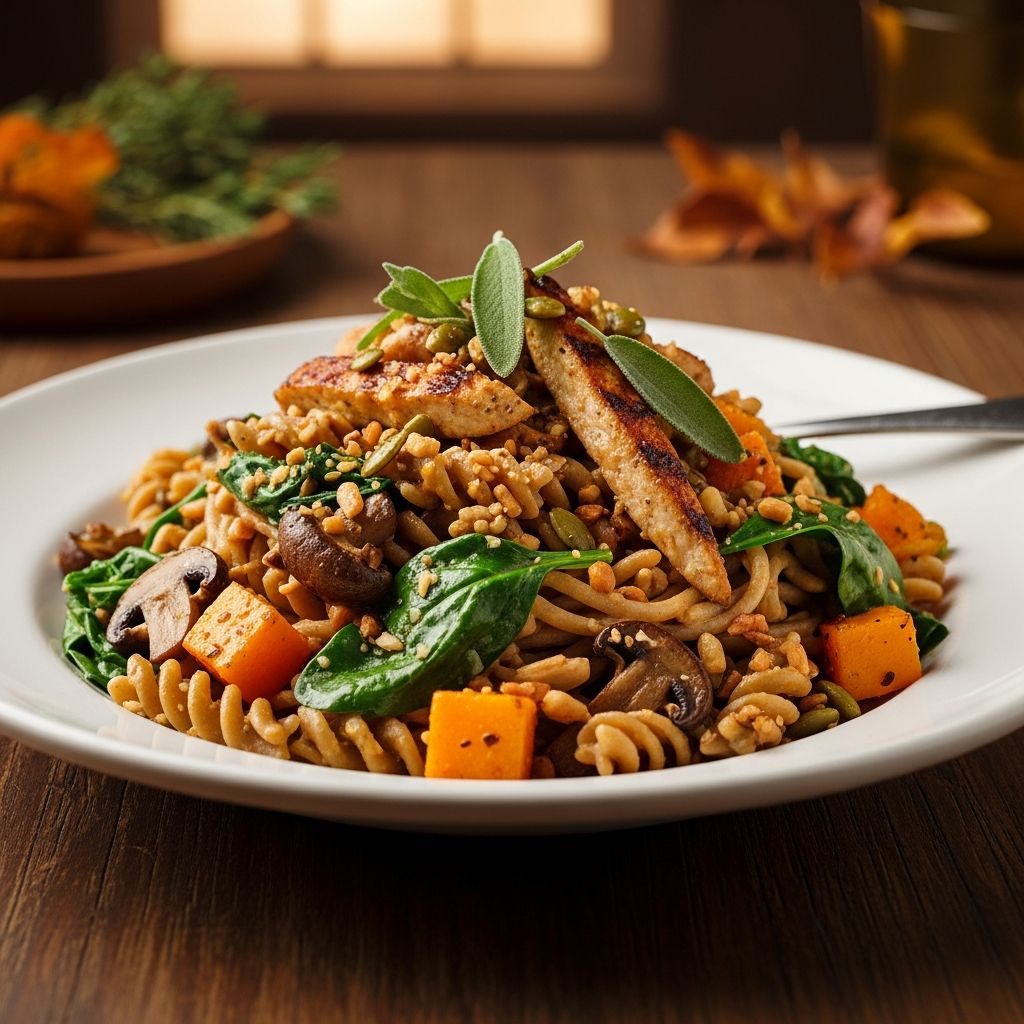 17 satisfying high-protein pasta recipes featuring fall flavors like pumpkin, sage and butternut squash.