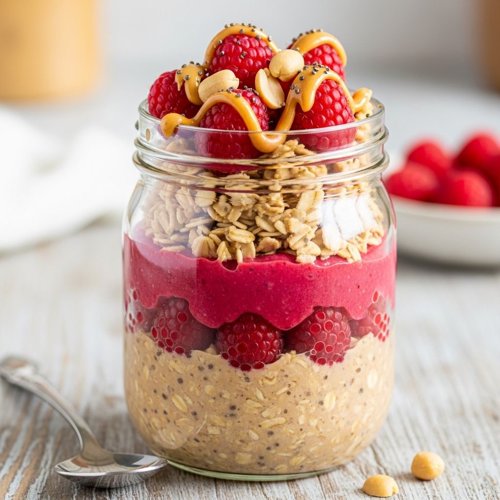 A creamy, make-ahead breakfast packed with 21g protein, fiber-rich raspberries, and nutty peanut butter flavor for busy mornings.