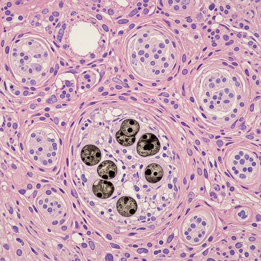 Detailed histopathologic features of histoplasmosis, from dermal infiltrates to diagnostic staining for Histoplasma capsulatum.