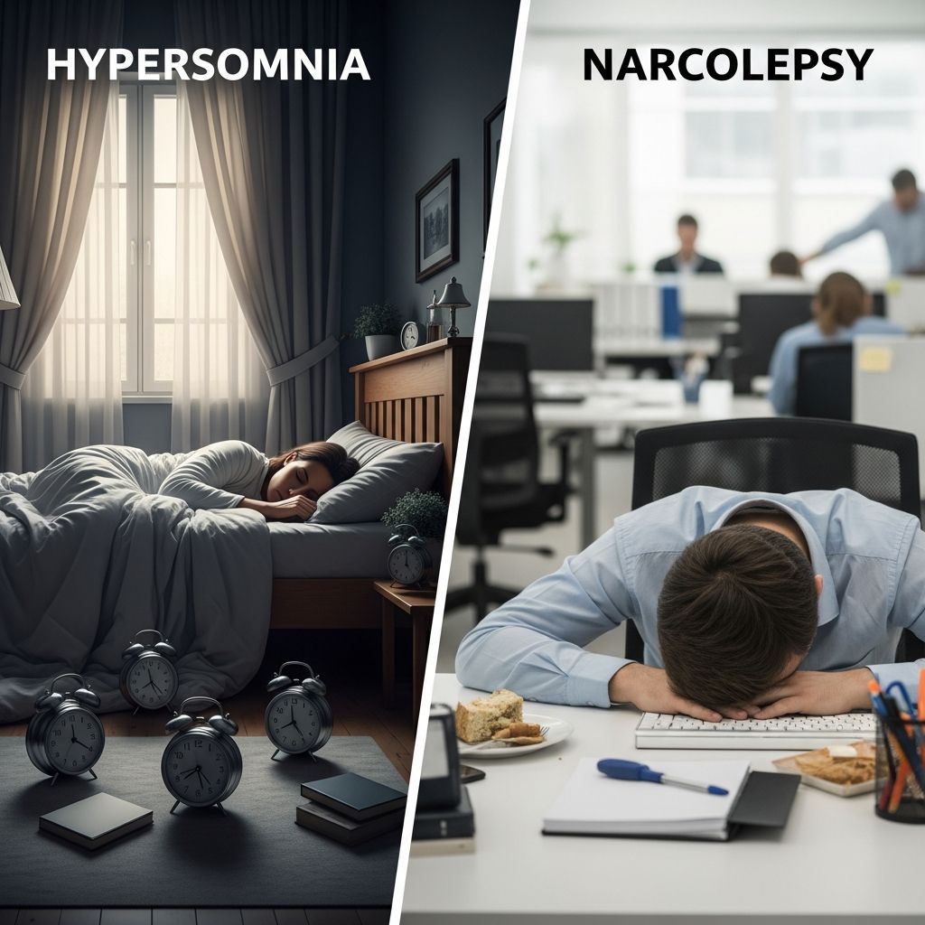 Understand the key differences between hypersomnia and narcolepsy, from symptoms and causes to diagnosis and effective treatments.
