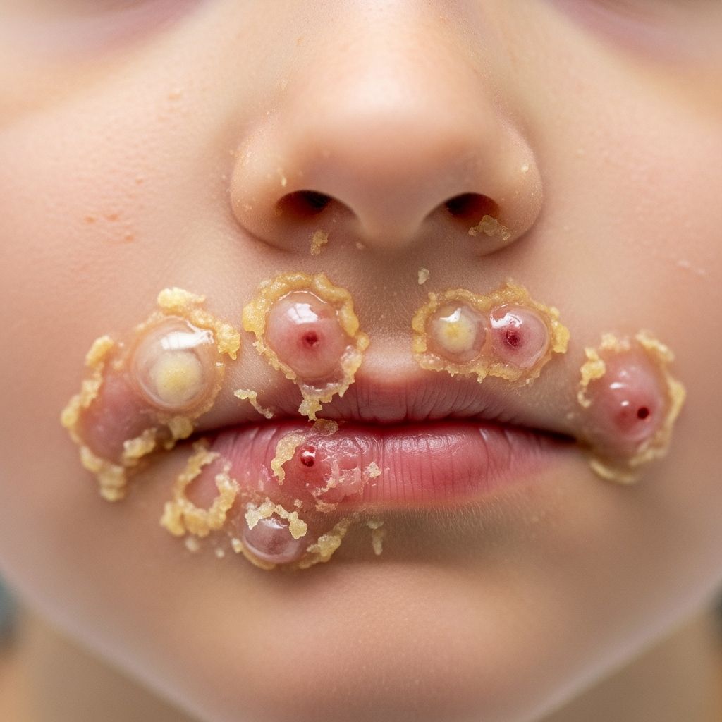 Highly contagious bacterial skin infection common in children, characterized by honey-coloured crusted sores.