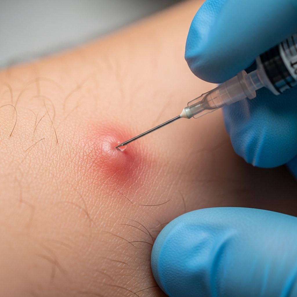 Direct injection of therapeutic agents into skin lesions to treat inflammatory, hypertrophic, and hyperplastic conditions effectively.