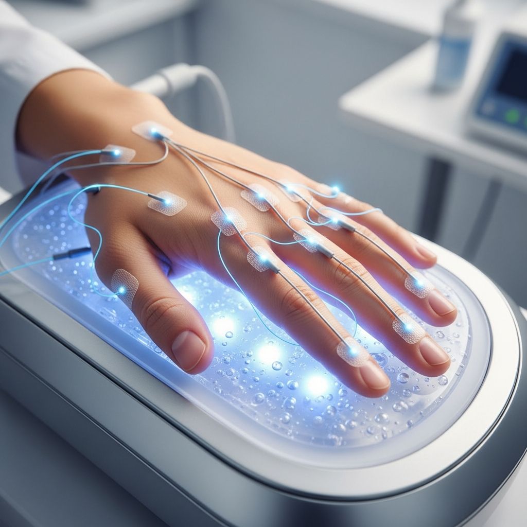 Non-invasive treatment using mild electrical current to deliver medications through skin or treat excessive sweating effectively.