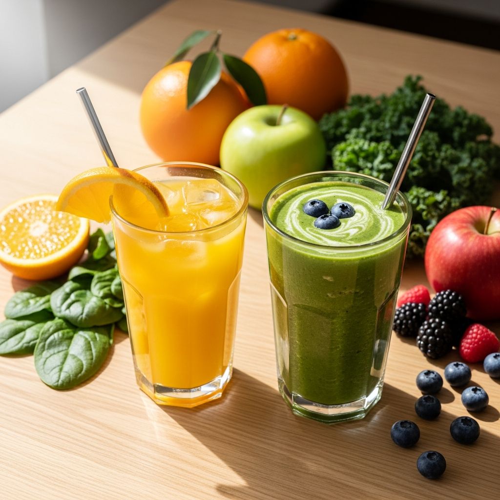 Discover the nutritional differences between juices and smoothies to choose the best option for your health goals and daily routine.