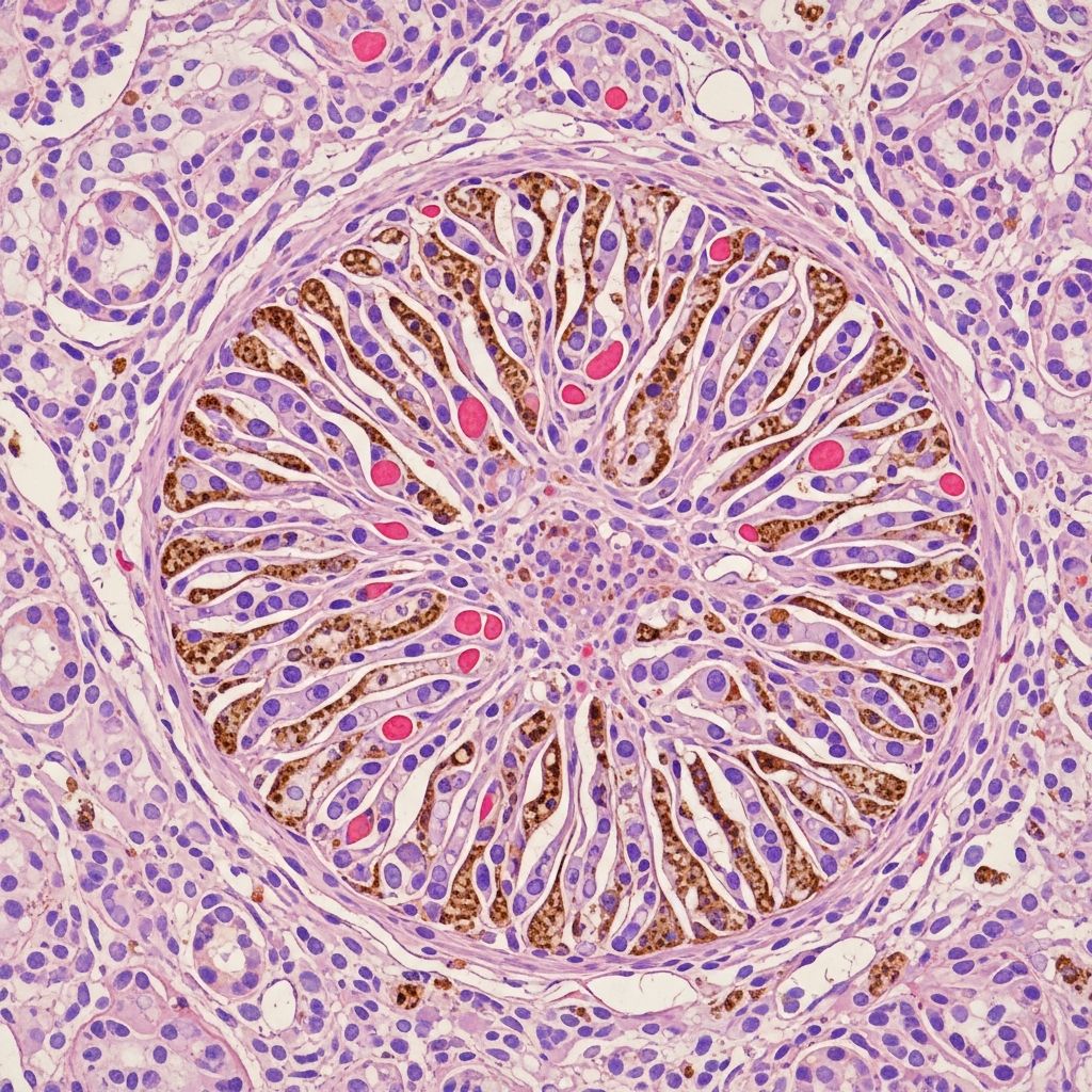 Detailed histopathological analysis of Kaposi sarcoma, from patch to nodular stages, with key diagnostic features and variants.