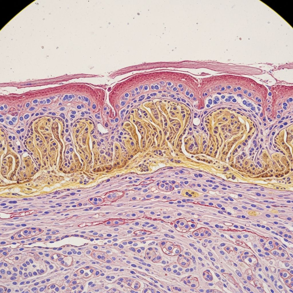 Keratoelastoidosis Marginalis: Clinical And Histology Guide Detailed pathology of keratoelastoidosis marginalis: clinical features, histology, and differential diagnosis of this solar elastotic dermatosis.
