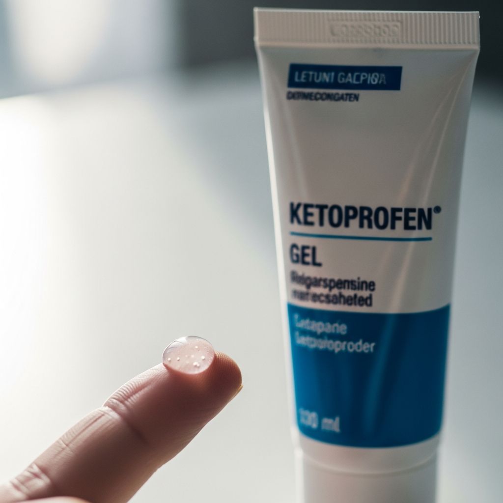Effective topical relief for strains, sprains, backache, and arthritis pain with ketoprofen gel.