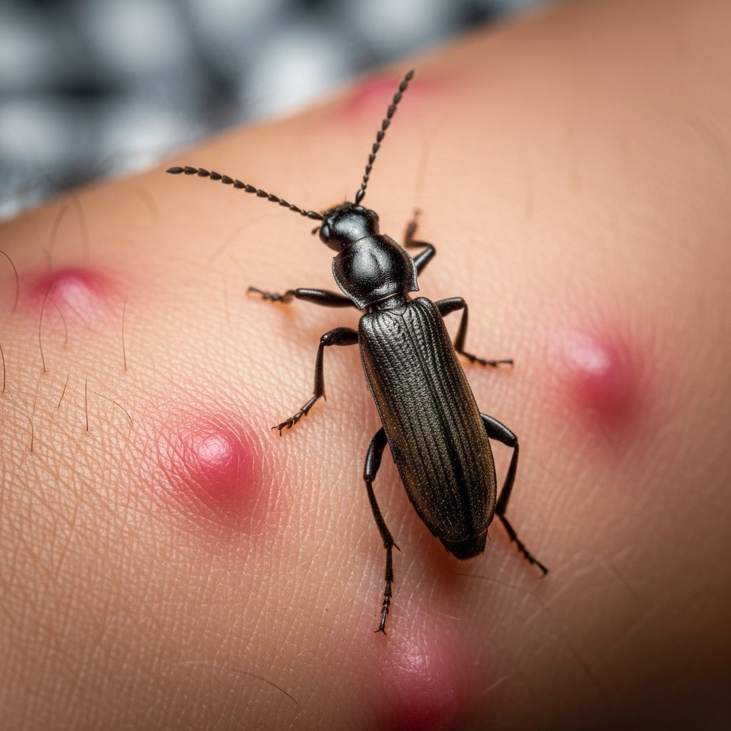 Lax Beetle Images and Blister Dermatitis Visual guide to lax beetle blisters and blister beetle dermatitis symptoms.