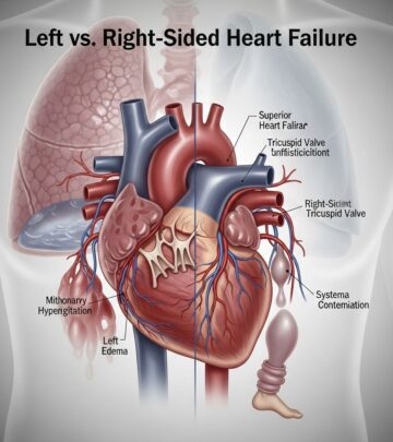 Understand the key differences between left-sided and right-sided heart failure, including symptoms, causes, diagnosis, and treatment options for better management.