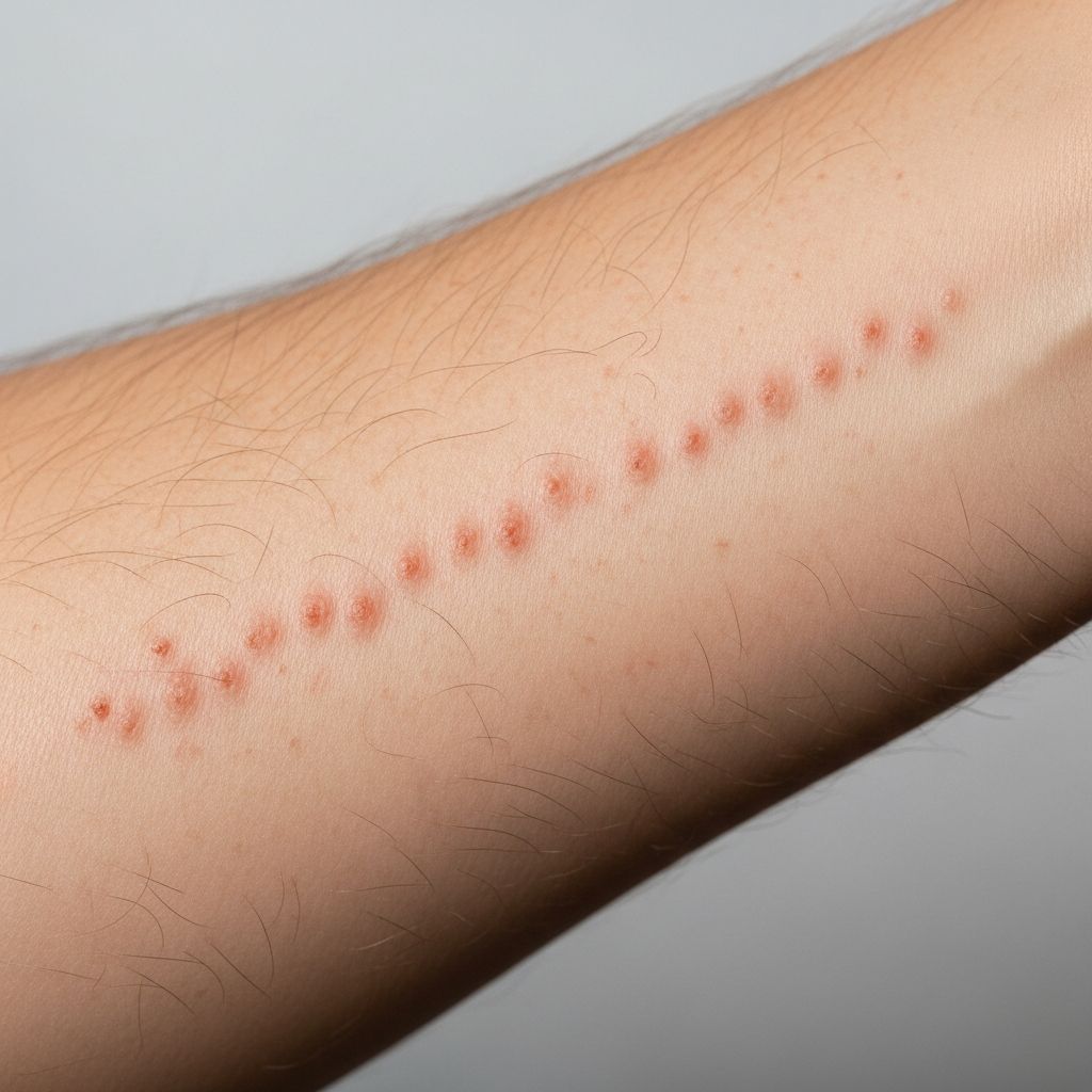 Uncommon self-limiting skin rash in children forming linear pink papules along Blaschko lines, resolving spontaneously.