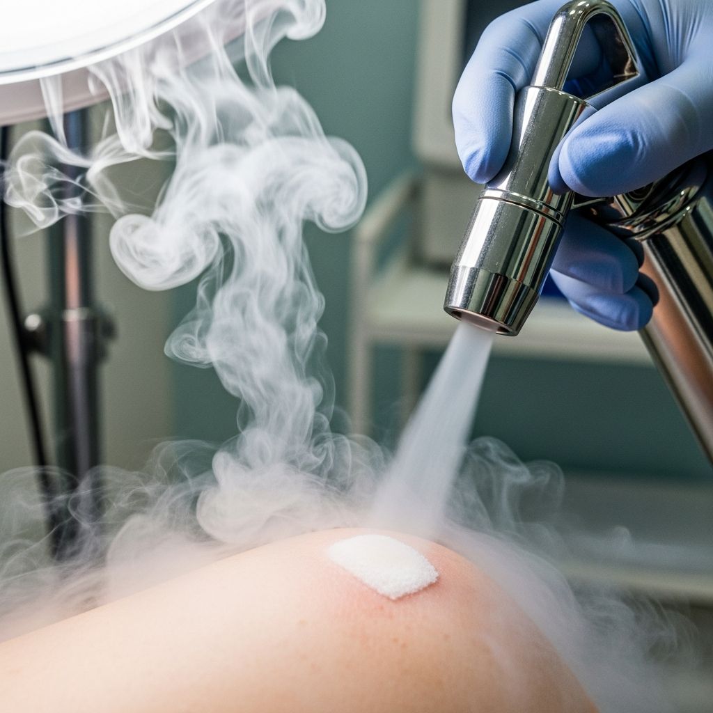 Comprehensive guidelines for safe and effective liquid nitrogen cryotherapy in clinical practice for skin lesion treatment.