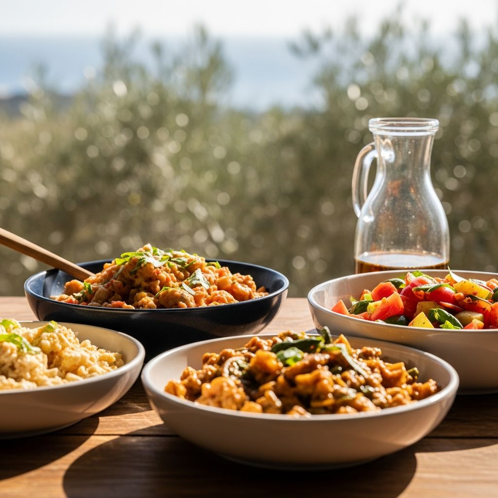 Low-Calorie Mediterranean Dinners in 3 Steps Delicious, heart-healthy dinners under 400 calories, ready in three simple steps or less using Mediterranean diet principles.