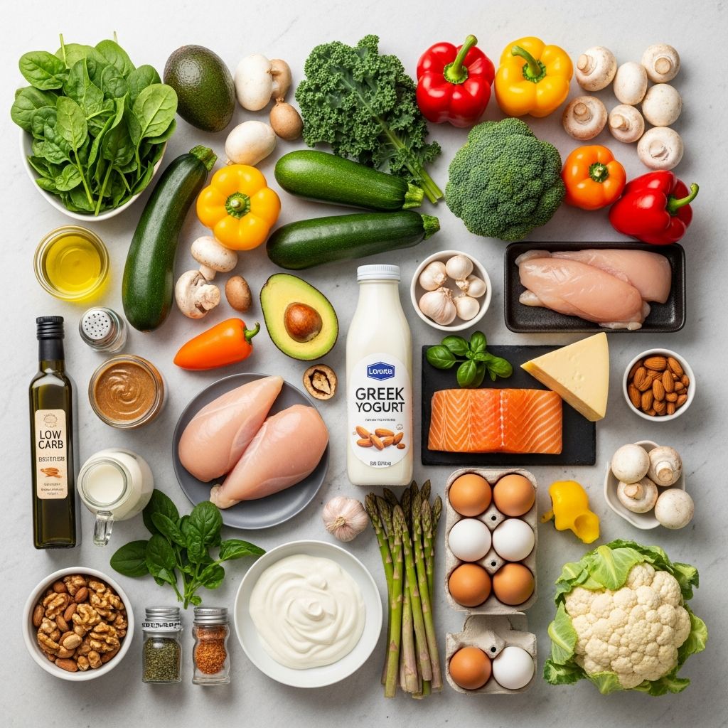 Build your perfect low-carb pantry with this comprehensive grocery list featuring proteins, veggies, fats, and more for sustainable weight loss.