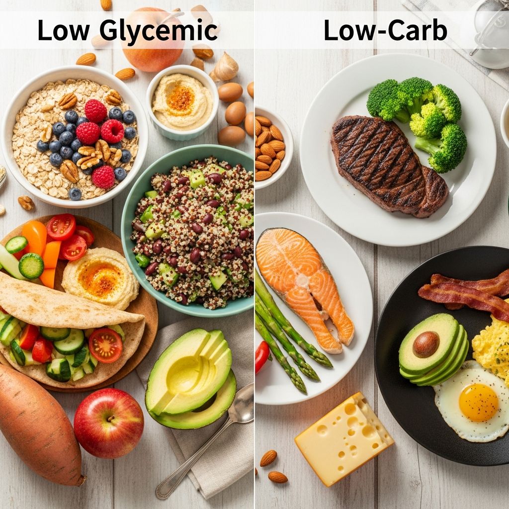 Comparing low-glycemic and low-carb diets: benefits, risks, and which may be better for blood sugar control and weight loss.