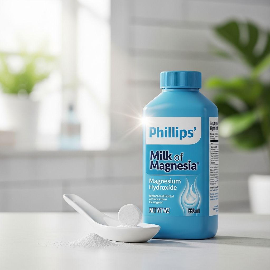 Effective relief for occasional constipation with magnesium hydroxide, commonly known as Phillips' Milk of Magnesia – uses, dosage, and safety information.