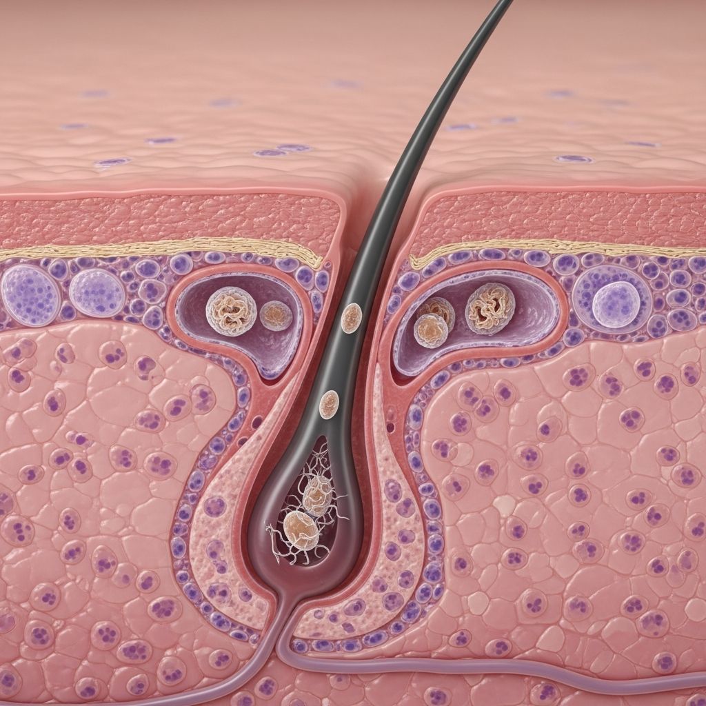 Detailed pathology of Malassezia folliculitis: yeast invasion, suppurative inflammation, and diagnostic challenges in skin biopsies.