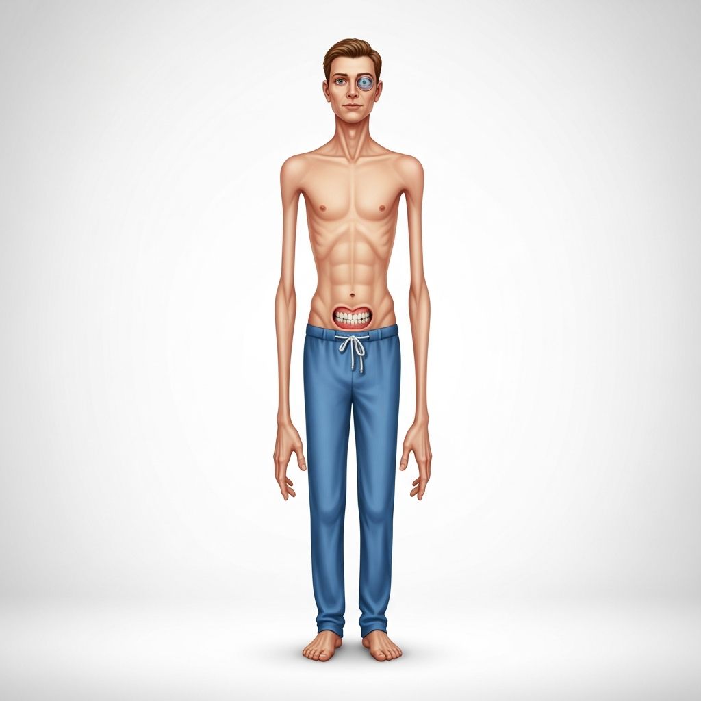 Genetic connective tissue disorder affecting skeleton, eyes, heart, and skin with stretch marks and high stature.