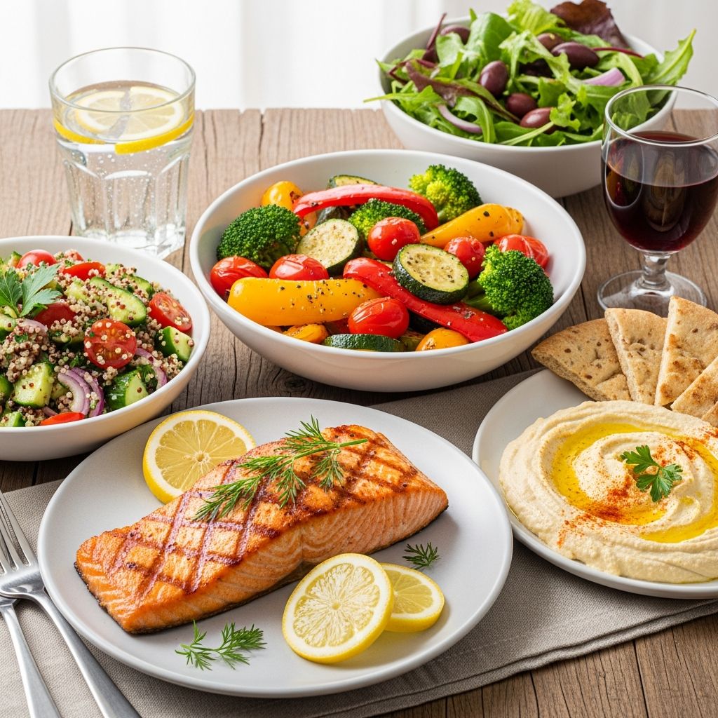 A 7-day dinner plan featuring heart-healthy Mediterranean recipes to lower cholesterol and promote wellness.