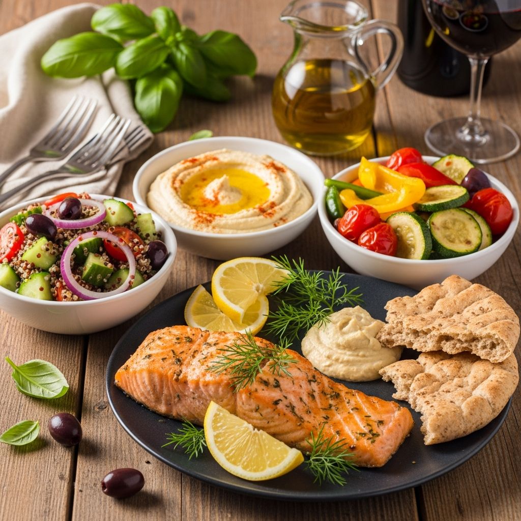 This 7-day Mediterranean meal plan emphasizes heart-healthy foods like olive oil, fish, nuts and fiber-rich produce to help lower LDL cholesterol and improve your lipid profile.