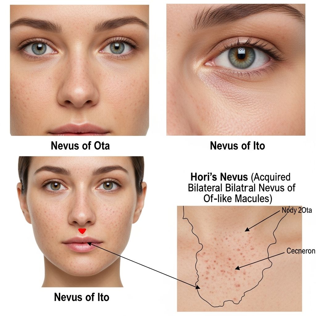 Comprehensive guide to dermal melanocytosis: Naevus of Ota, Ito, and Hori – causes, diagnosis, and laser treatments.
