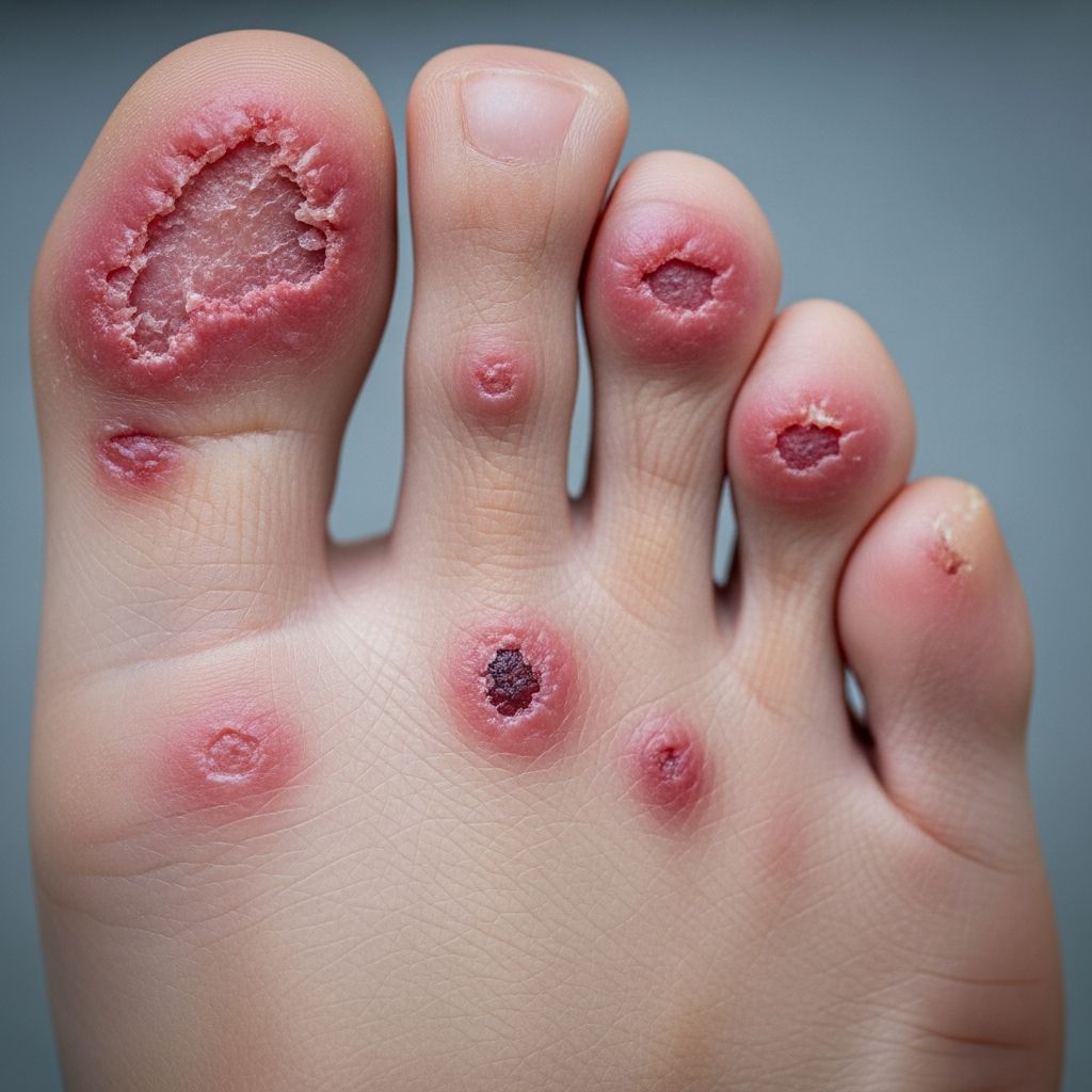 Rare skin disorder linked to hepatitis C and zinc deficiency, presenting as symmetrical acral erythematous plaques.