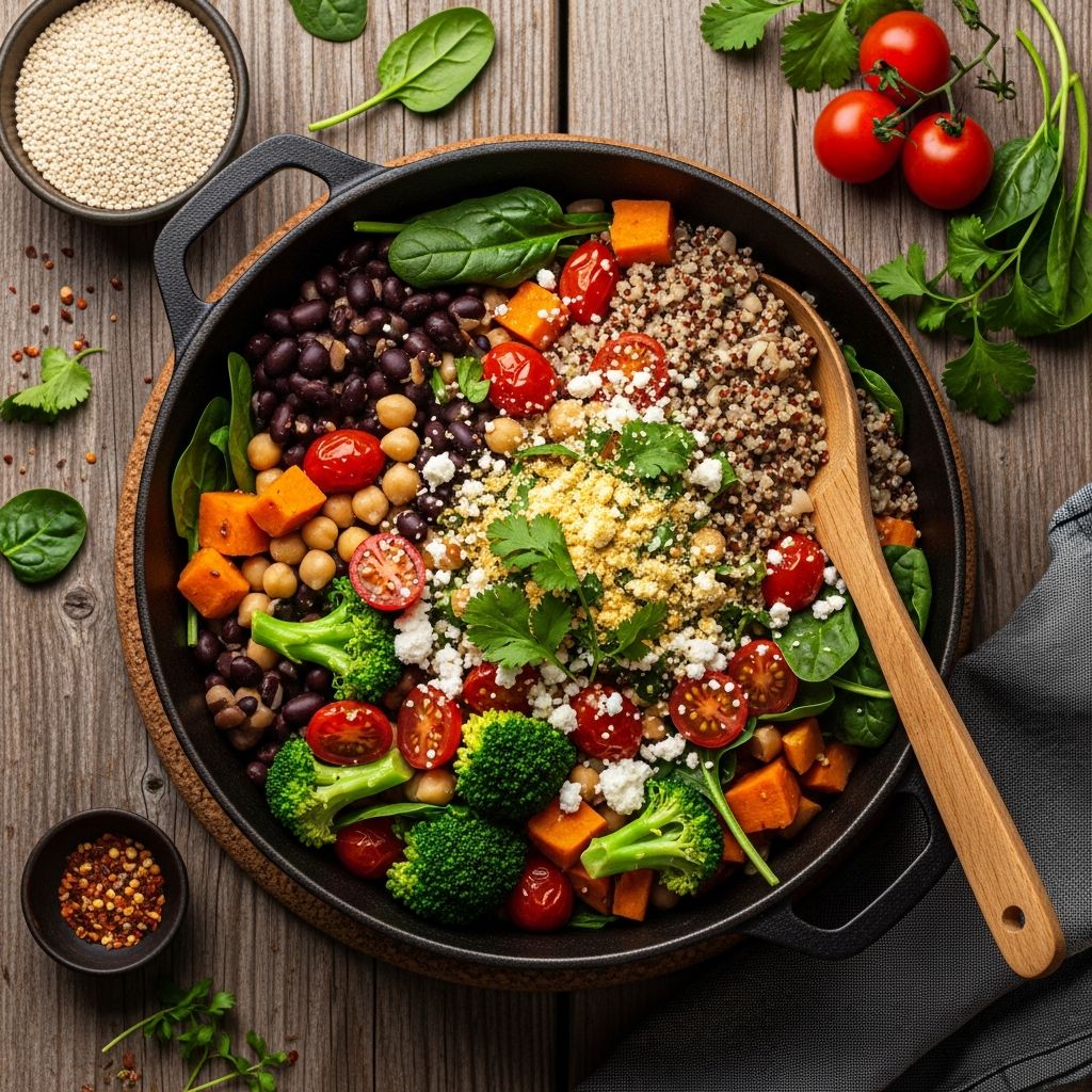 Discover 28 easy one-pot vegetarian dinners packed with 15g+ protein per serving for satisfying, nutritious meals with minimal cleanup.