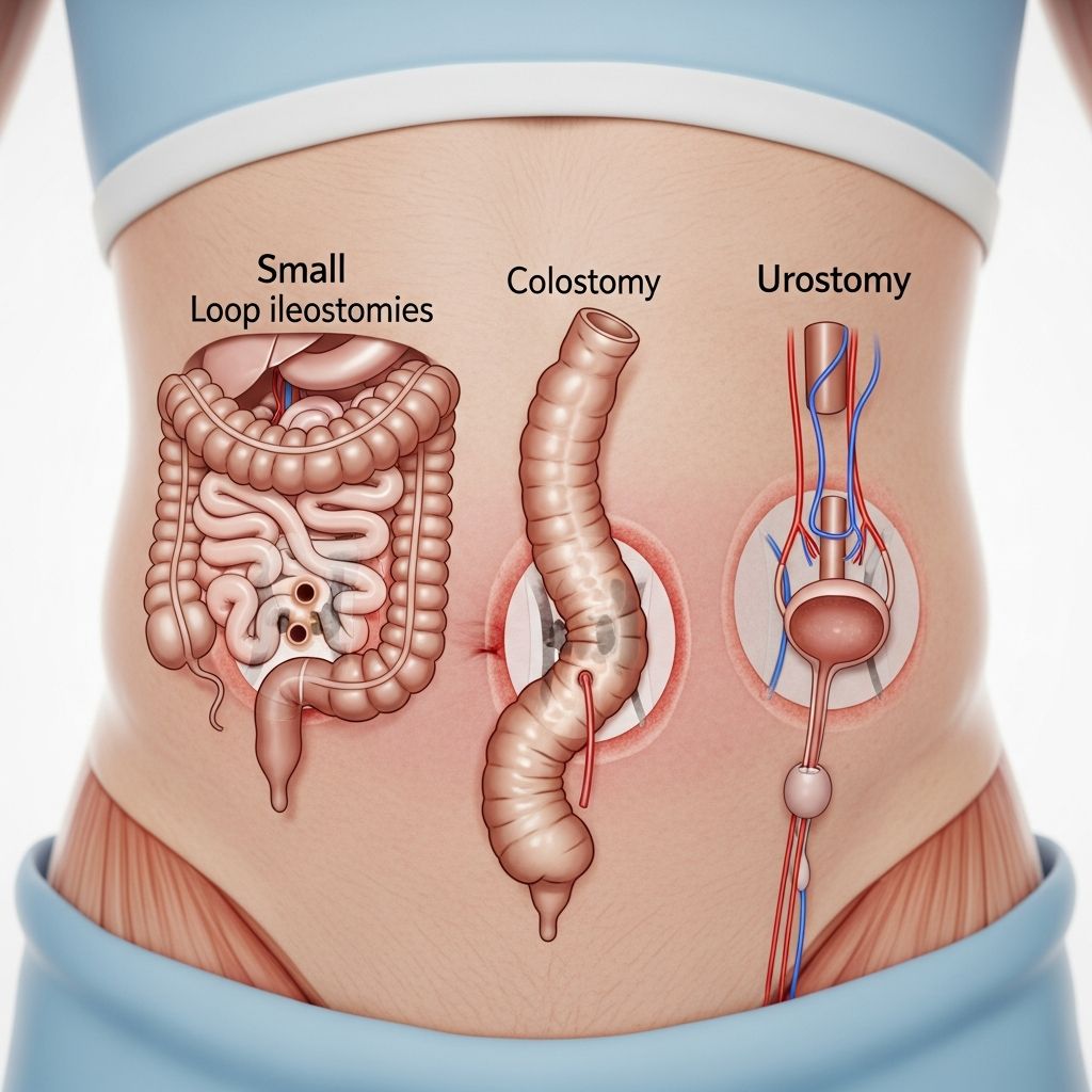 Comprehensive guide to ostomy surgery: types including colostomy, ileostomy, urostomy, procedures, purposes, and living with a stoma.
