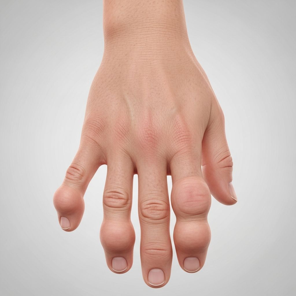 Benign digital fibromatosis causing asymptomatic thickening around finger joints, primarily in young males.