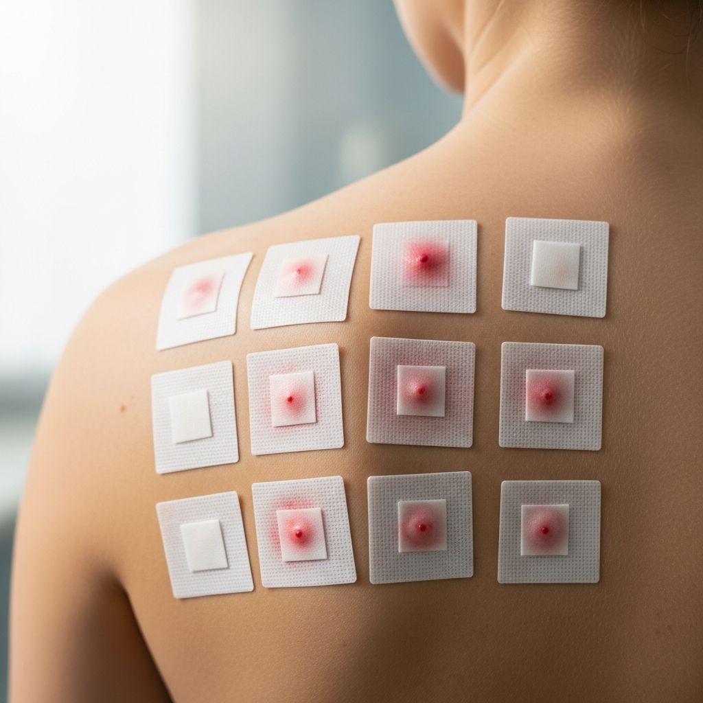 Visual guide to patch testing for allergic contact dermatitis diagnosis and interpretation.