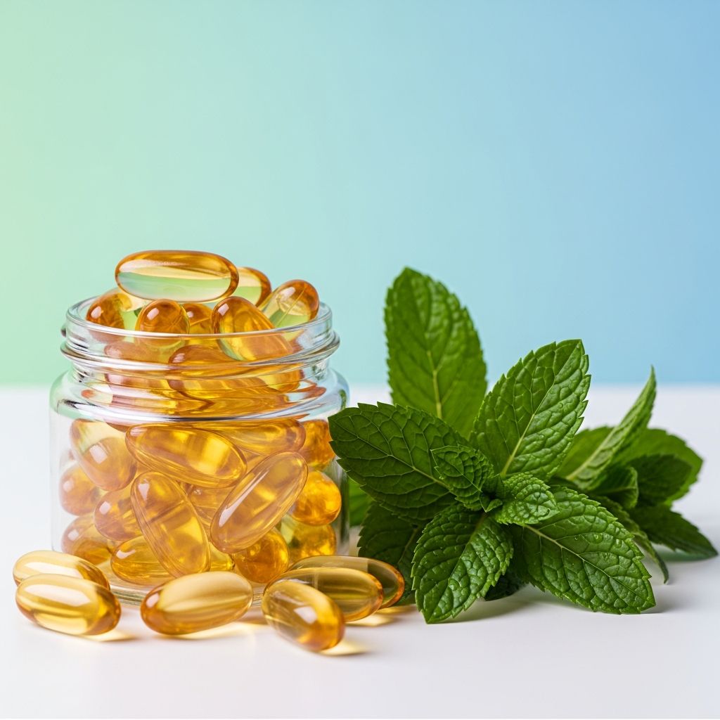 Complete guide to peppermint oil capsules: how they work, benefits for IBS and digestion, dosage, and safety information.