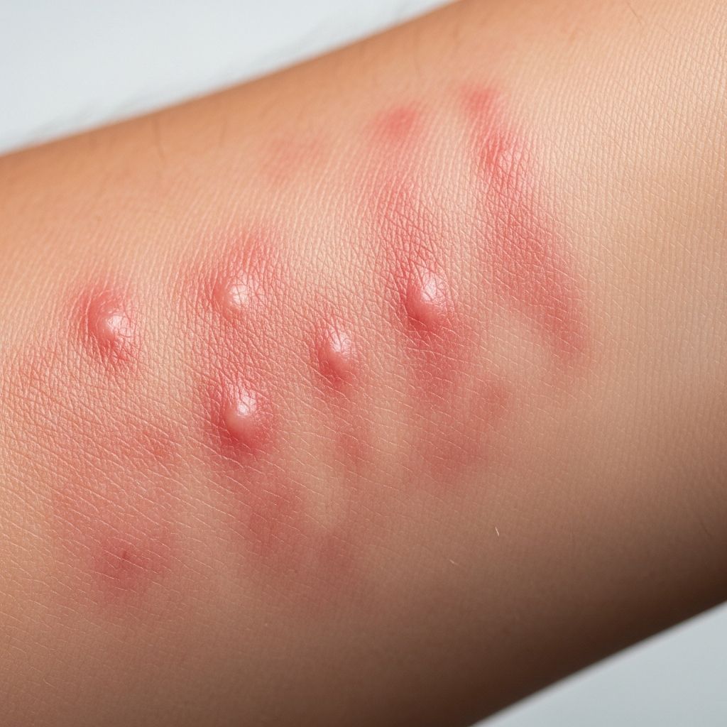 Inflammatory skin reaction from light interacting with photoreactive substances on the skin.