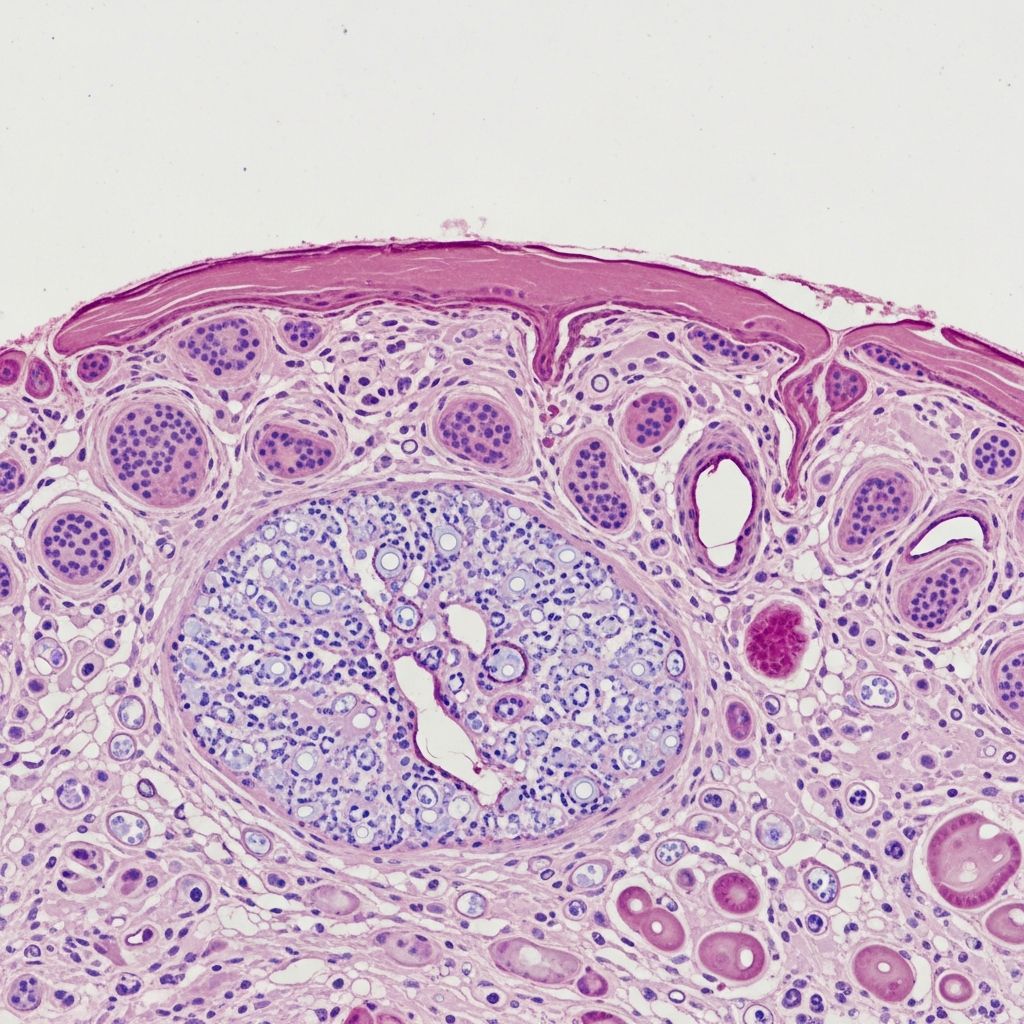 Detailed histopathology of pityriasis lichenoides et varioliformis acuta (PLEVA), including clinical features, microscopic findings, and differential diagnosis.