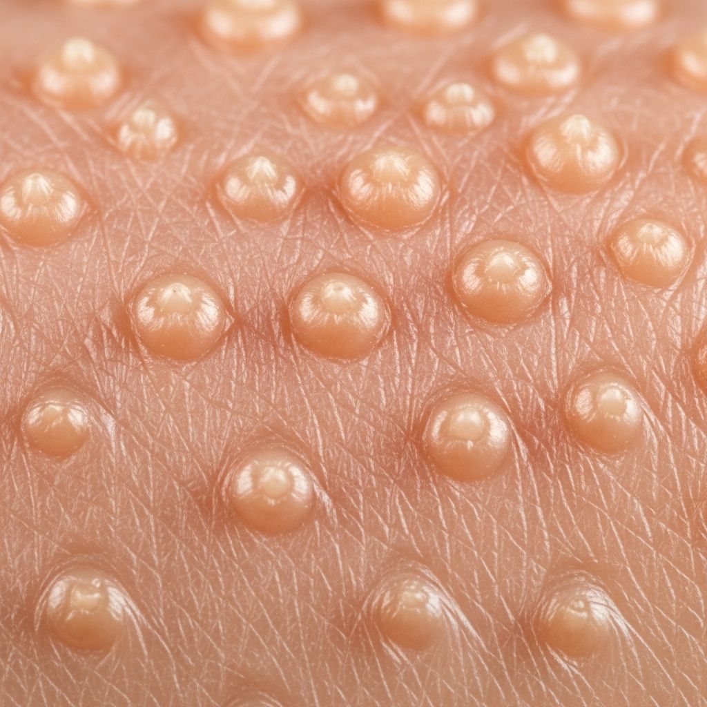 Rare congenital skin disorder featuring linear keratotic papules on palms, soles, and extremities along Blaschko's lines.