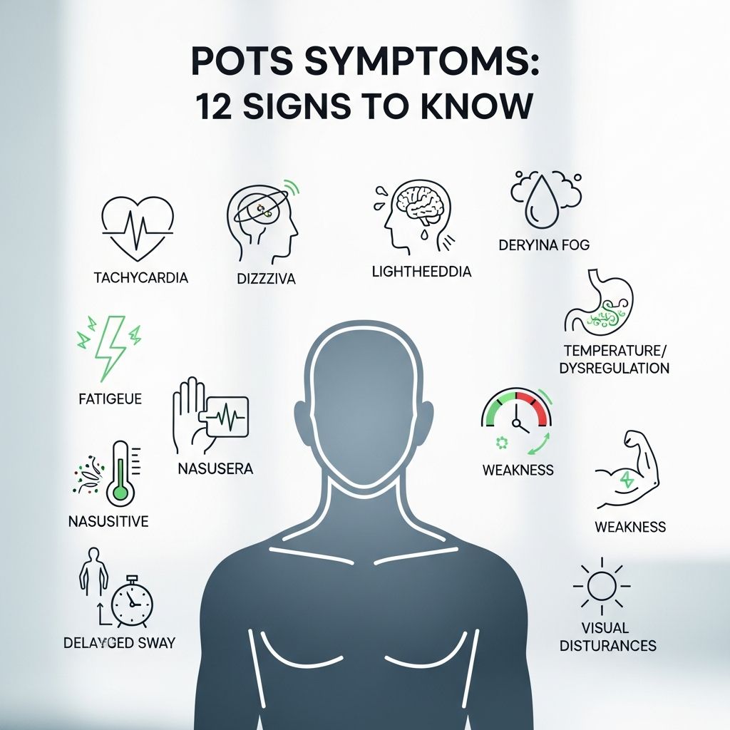 Discover the 12 key symptoms of POTS, a condition causing rapid heart rate and dizziness upon standing, and learn how it impacts daily life.
