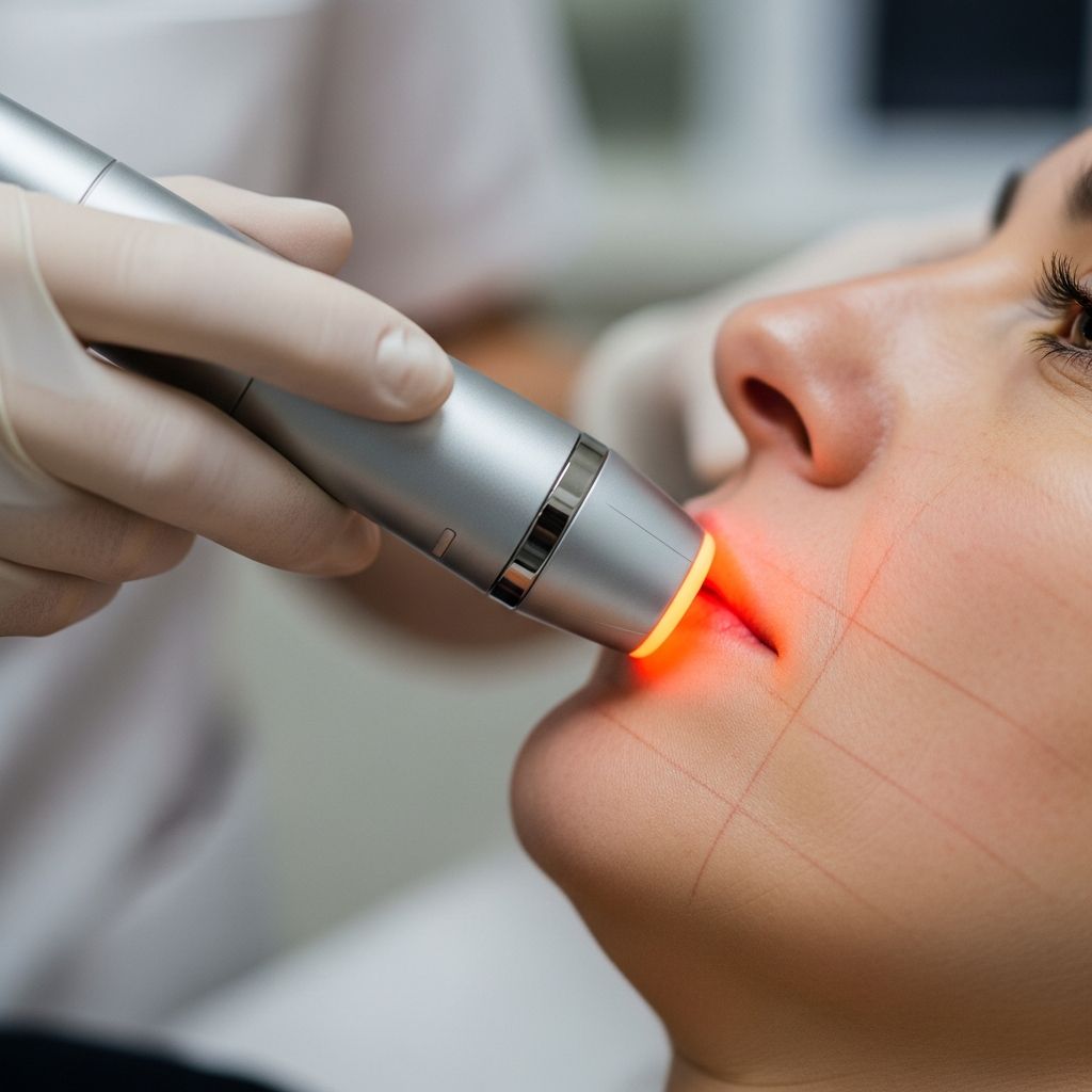 Non-invasive radiofrequency skin tightening for facial rejuvenation and wrinkle reduction without surgery.